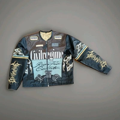 Гоночная куртка Civil Regime Roses искусственная кожа мужская размер большой - Изображение 1 из 4