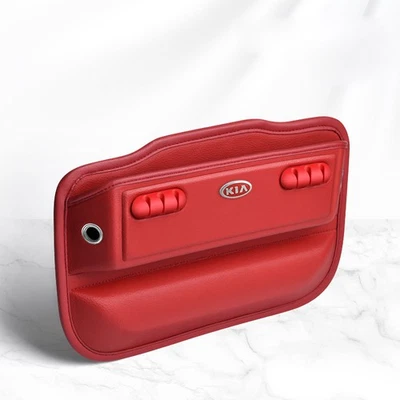 Red Leather Car Seat Gap Filler Storage Organizer with Cable Hole for Kia Foto 1 de 4