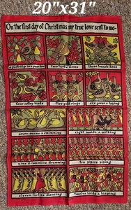 Ulster 12 Days Of Christmas Linen Tea Towel Made In Ireland Vintage Memorabilia - Picture 1 of 14