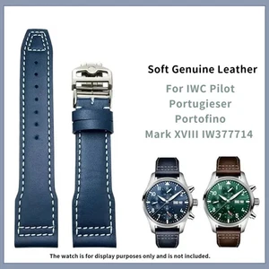 Echt Leder Armband für IWC Pilot Portofino 20-22mm dunkelblau wasserdicht Band - Bild 1 von 34