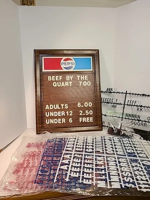 Vintage Plastic  19.5" x 15.5" Pepsi Menu Sign with letters and Numbers Lot#1 - Image 1 of 4