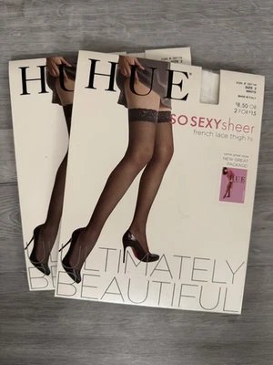 Tono Francés Encaje Muslos Blanco Talla 2 - Lote de 2 - Nuevo en Paquete Foto 1 de 2