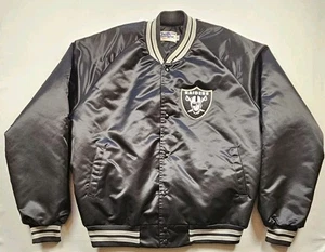 Vintage Chalk Line NFL Las Vegas Oakland Raiders Button Up Satin Jacket Size XL - Picture 1 of 6
