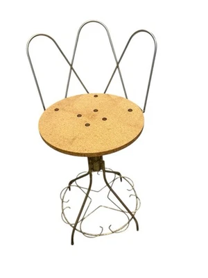 VTG MID CENTURY BRASS GOLD TONE SWIVEL VANITY CHAIR - Image 1 of 4