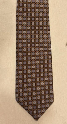 Vintage Banana Republic Woven Geometric Squares 100% Silk Tie Brown 3” x 59” - Image 1 of 3