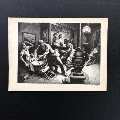 Thomas Hart Benton "Frankie y Johnny" arte años 30 impresión boceto vintage Foto 1 de 4