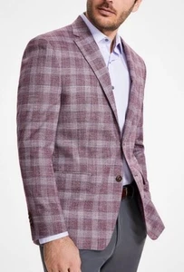 Michael Kors Mens Classic fit Sport Coat Blazer 38 R Red Plaid Brand New - Picture 1 of 4