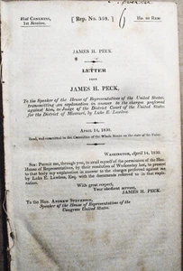 1830 Letter from James H. Peck... explanation in answer to charges [Impeachment] - Picture 1 of 11