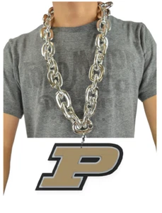 New NCAA PURDUE BOILERMAKERS SILVER Fan Chain Necklace Foam Logo - Picture 1 of 2