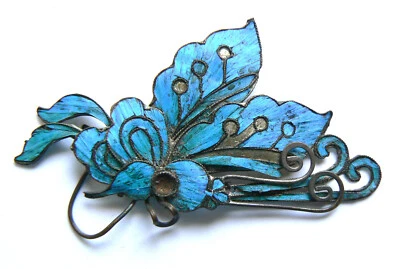 Старинная ВИНТАЖНАЯ синяя заколка для волос зимородка династии Цин 點翠  - Изображение 1 из 2