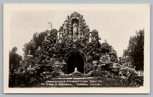 Postkarte Carroll Iowa Unbefleckte Empfängnis Grotte St Angela Akademie RPPC - Bild 1 von 2