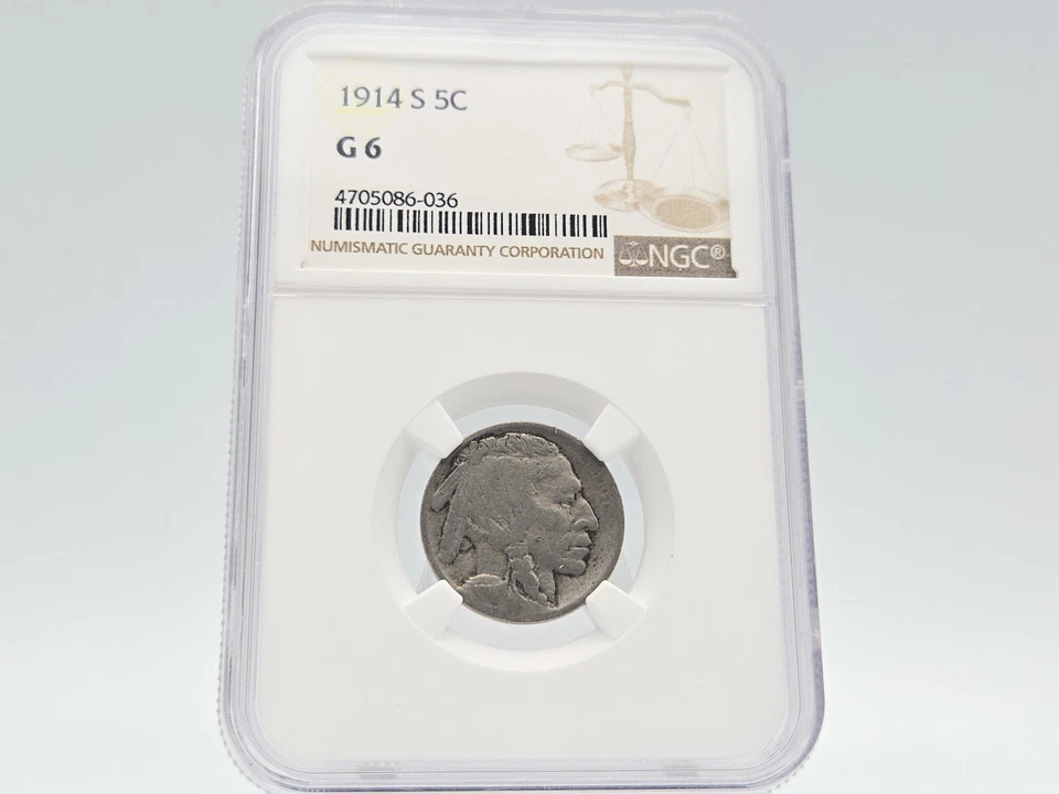 1914-S NGC G6 Buffalo Nickel **Solid Specimen, Nice Eye Appeal!** 086-036 - Image 1 of 4