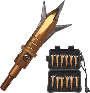 12pcs Retracted 402 Stainless Steel Blade Broadheads Compound Crossbow Arrow Tip - Picture 1 of 19