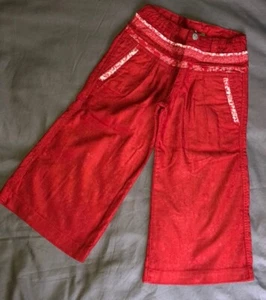 OILILY Red Corduroy Floral Embossed Girls Pants  NEW Size 104 4 5 - Picture 1 of 5