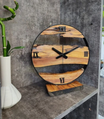 New Style Farmhouse Decorative Designer Handmade Olive Wood Wall Clock, Gift - Image 1 of 4