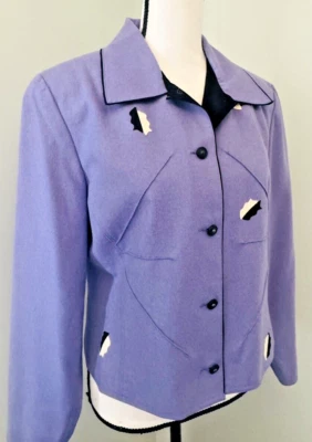Canvasbacks 复古 90 年代紫色羊毛混纺西装外套 8 码西装夹克职业 — 第 1/4 张图片