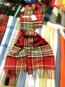 100% Lambswool tartan Scarf by Lochcarron | Red Yarrow Plaid | Made in Scotland - Picture 1 of 8