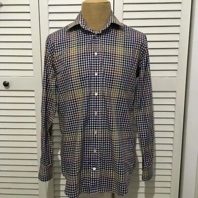 ETRO Men's Long Sleeve Dress Shirt Purple Yellow White COLOR BLOCK Italy Size 41 - Image 1 of 4