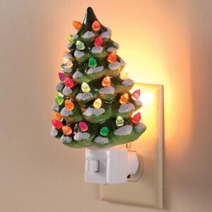Night Light Christmas Tree Lighted Green Indoor Lighting Holiday Seasonal Decor