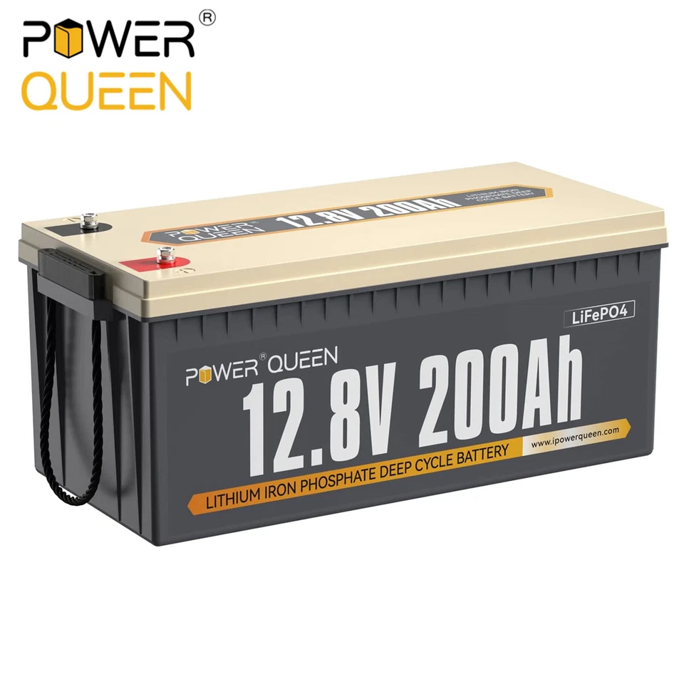Power Queen 12V 200Ah Lithium Batterie LiFePO4 Akku mit 2560Wh für Solaranlage