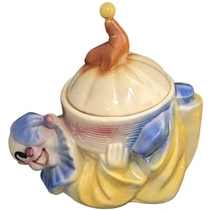 Shawnee Clown Cookie Jar Jo Jo Ceramic Circus Seal Whimsical Vtg USA 1940s - Picture 1 of 24