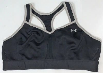 Sujetador deportivo Under Armour negro gris espalda deportiva correa en T entrenamiento gimnasio para mujer L 36-38 Foto 1 de 4