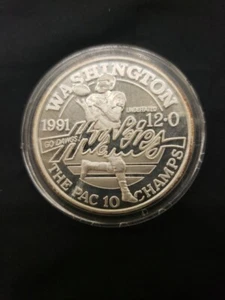 Beautiful 1991 University Of Washington 12-0 Season 1oz Silver Commemorative - Bild 1 von 2