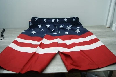 Nuevo con etiquetas Bañador Mission Ridge Para Hombre Rojo Blanco y Azul Bandera Cordón Elástico M Foto 1 de 4