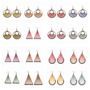 Bohemia Big Round Geometric Drop Earrings Women Colorful Water Drop Earring Gift - Picture 1 of 29