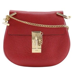 Chloe ChainShoulder Drew Shoulder Bag Red Calfskin Women - Picture 1 of 12