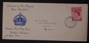 1953 Umtali Southern Rhodesia First Day Cover Queen Elizabeth 2 coronation QE2 - Picture 1 of 2