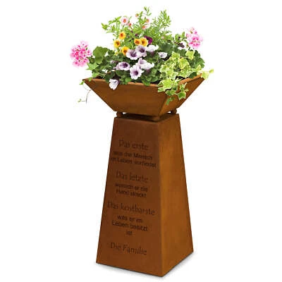 Rost Deko Garten Blumensäule mit Pflanzschale | 72 cm | Familie Deko Säule - Bild 1 von 4