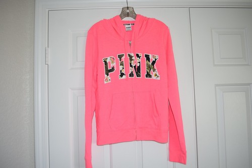 UNDERCOVER Giacca con cappuccio Victoria's Secret ROSA taglia L rosa fluo zip davanti design floreale