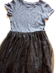 Girls Cat & Jack Large 10/12 Short Sleeve Dress Navy Glitter Special Occasion - Picture 1 of 16