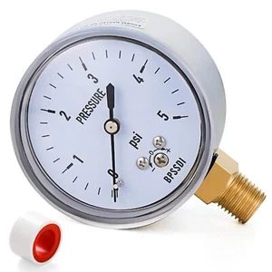 Manometro Bassa Pressione 0-5 Psi, Manometro Acqua con Cassa in Acciaio Inox 304, - Foto 1 di 1
