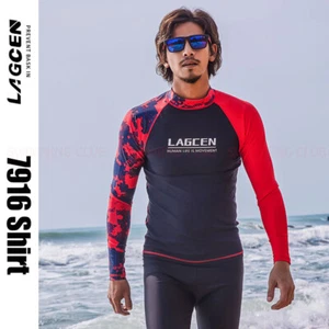 CAMISAS TOP DE NATACIÓN PARA HOMBRE PROTECTORES CONTRA ERUPCIONES MANGA LARGA SURF SNORKELING DEPORTES ACUÁTICOS 7916 - Imagen 1 de 8