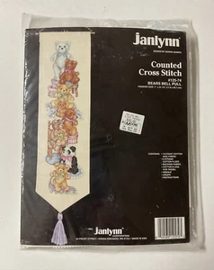 Janlynn Bears Bell Pull Vintage Counted Cross Stitch Kit Teddy Bear Wall Hanging - Picture 1 of 3