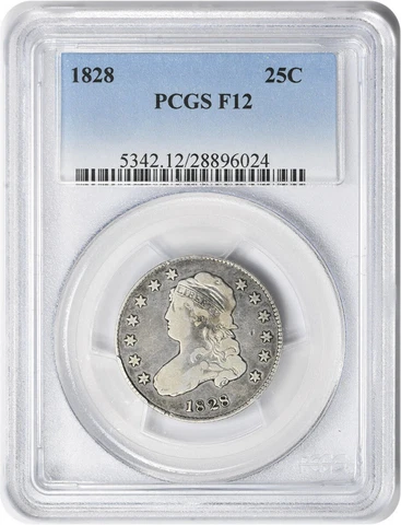 1828 Bust Silver Quarter F12 PCGS Cover