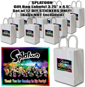 Pegatinas Fiesta Favor Splatoon Bolsa de Regalo Etiquetas 3,75"" x 4,75"" -12 piezas - Imagen 1 de 2