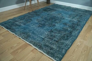 Wool Handmade Vintage Turkish Rug, 5x8 Blue Are Rug, 5.25x7.84 ft. H-2782 - Picture 1 of 10