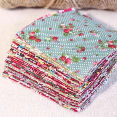100 Mix Cotton Print Flower10cm Fabric Squares Bundle for Quilting & Patchwork - Image 1 of 4