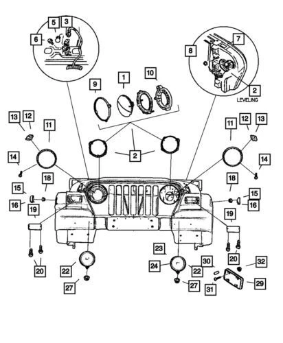 Cubierta de bisel de faro antiniebla delantero genuino Mopar 2005-2006 Jeep Wrangler 5142394AA Foto 1 de 1