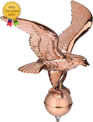 Pure Copper Eagle with Ball Flagpole Topper, 16" Wingspan, by - Image 1 of 4