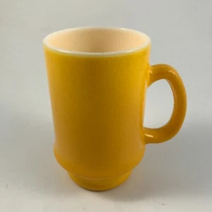 Retro HAZEL ATLAS Golden YELLOW Orange Peel Textured MILK GLASS TALL MUG 4-5/8" - Picture 1 of 7