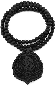 Collar León Nuevo Colgante Madera Natural con Cadena Estilo Cuentas 36 Pulgadas - Imagen 1 de 16