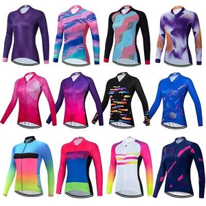 Long Sleeve Cycling Jersey with Zipper Pocket Women's Bike Cycle Jersey Shirt - Bild 1 von 25