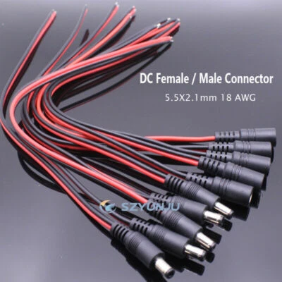 18AWG 22AWG 5.5x2.1mm Male Female DC Power Socket Jack Plug Connector Cable Wire - Image 1 of 4
