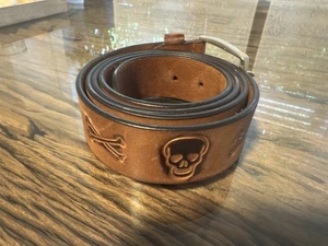 Echtleder Gürtel Totenkopf - Design ca. 140cm lang - Bild 1 von 4
