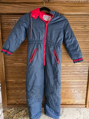 Vintage Sears Retro Blue & Red Snowsuit with hood Size 7  - Image 1 of 4
