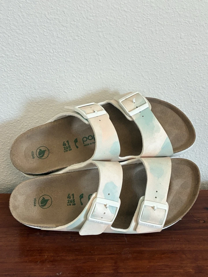 Birkenstock Arizona Papillio Plataforma Flexible Azul Crema Cuero Camuflado, Talla 41 Foto 1 de 4